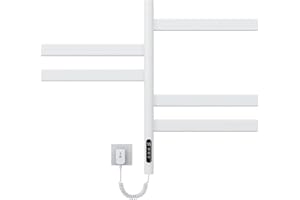 SKYLYZH Portasciugamani Elettrico, Rotazione di 180° Scaldasalviette Elettrico, Scaldino Asciugamani, Scaldasalviette Intelligente a Temperatura Costante, Temperatura Regolabile, Basso Consumo-White