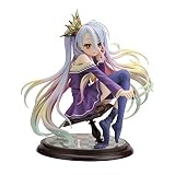 Se posa en un tablero de ajedrez con un par de peones esparcidos alrededor de la base, luciendo genial con su vestido morado y su cabello multicolor
