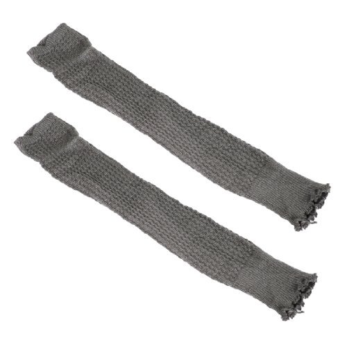 Miki&Co Dark Gray Ribbed Stretchy Toeless Knee High Leg Warmer Knitted Socks Pair for Woman