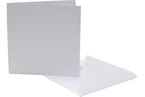 Karma Krafts - 6" x 6" White Blank Cards & Envelopes - Pack of 25- Includes 25 White Card Blanks & 25 Matching Envelopes - Great for a Variety of Occasions