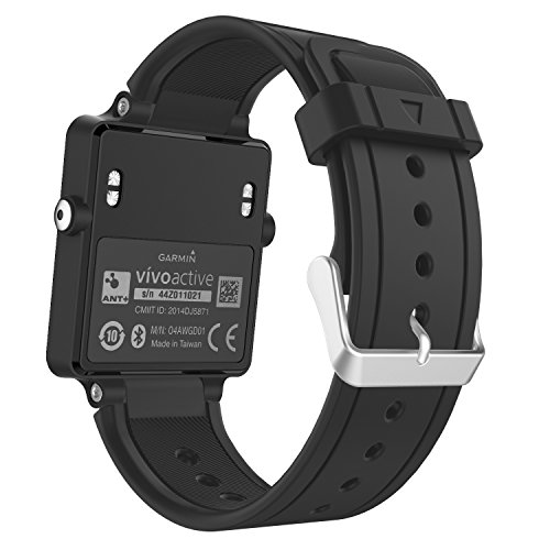 MoKo Garmin Vivoactive Correa de Reloj  Suave Silicona Reemplazo Watch Band para Garmin Vivoactive   Vivoactive Acetate Sports GPS Smartwatch - Negro