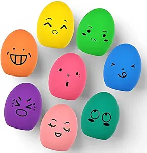 Royale Dog 2 Pcs Squeaky Dog Ball Interactive Latex Rubber Dog Squeak Toys, Soft Bouncy Fetch Egg Shape Pet Balls for Puppies, Small Dog ( Color May Vary )