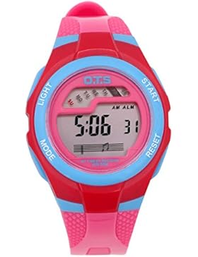 OTS Unisex Kinderuhr Student Uhr Größes Zifferblatt Armbanduhr Gummi Band 3D Armbanduhr für Jungen Mädchen Kinder-Rosa