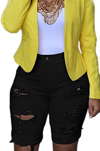 Zojuyozio Women Summer Casual High Waist Ripped Demin Shorts Jeans Trouses Plus Size Black 3XL