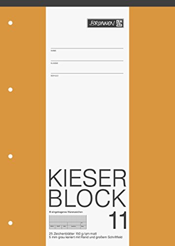 Brunnen 1042235 KIESER-Zeichenblock (A4, 25 Blatt, 5 mm kariert mit Rand, gelocht, 150g/m²) - 2
