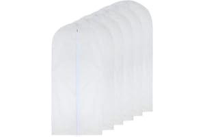 HOMECLEAN Garment Bag Clear 60 x 100cm(24'' x 40'') Suit Bag Moth Proof Garment Bags White Breathable Full Zipper Dust Cover for Suit Dance Clothes Closet Pack of 6