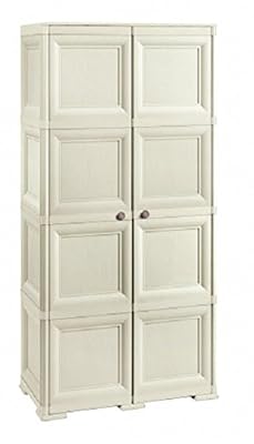 Tontarelli 8085555210 Armoire Omnimodus 1 Coté avec 4 Compartiments et 1 cote penderie/range-balai - 2 portes pleines