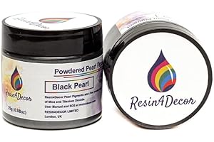 RESIN4DECOR Black Pearl Pigmento de mica nacarados en polvo metálico para proyectos de resina epoxi, joyería, proyectos de artesanía, mesa de epoxi, tablero, bandeja, lienzo, pintura, 25g