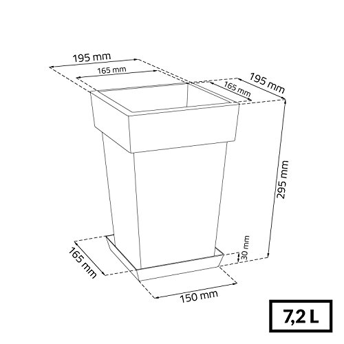 3er Set Blumentopf Blumenkübel inkl. Untersetzer 200 + 240 + 300 lime viereckig Kunststoff Pflanztopf Lofly - 2