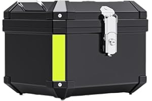 Aptliton Motorbike Top Case with Reflective Strips, 45L Waterproof Dustproof Motorcycle Top Box PP Motorbike Trunk Travel Helmet Luggage Storage Tour Tail Box Lockable Motorcycle Rear Box