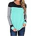 Produktbild Briskorry Damen Beiläufig Oberteile Mode O-Ausschnitt Patchwork Lange Ärmel T-Shirt Pullover Sweatshirts Herbst Oberteile