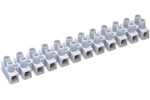 REY Barrette de 12 Dominos Électriques, Bornes Électriques, jusqu'à 6 mm, 32A, grilles Blanches