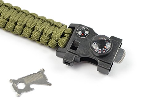 AVENDU 7-in-1 Paracord Survival Armband mit Multitool + Feuerstahl + Kompass + Signalpfeife + Minimesser + Thermometer - 4