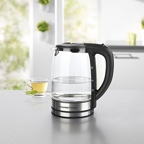 GOURMETmaxx 08107 Glas-Wasserkocher mit LED-Farbwechsel | Abschaltautomatik & Trockenschutz | 2 Liter | 2.200 Watt | Silber-Schwarz - 3