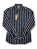 30 DAY RETURNS XACUS Albini Tailor fit Shirt in Navy/Grey Stripe 17
