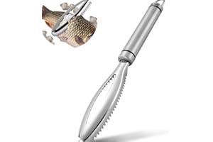 AIBAOBAO Fish Scaler, Fish Scale Remover, Stainless Steel Fish Scaler, Professional Fish Scaler, Fish Scraper, Kitchen Aid for Quick Cleaning, Fish Skin for Kitchen, Restaurant, Silver