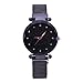 Produktbild Warmhome WARM nach Hause Persönlichkeit Mesh Damen Uhr Magnet Schnalle Sternenhimmel Diamant Geometrische Quarz Armbanduhr Frauen Uhren (Color: : Schwarz)