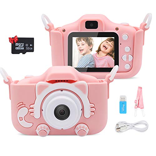 Tresbro Cámara para Niños Cámara Digital Recargable de 20MP con Doble Lente Cámara de Video para Niños con Pantalla ISP de 2 Pulgadas a Prueba de Golpes Cámara de Inicio de Juguete para Niños Pequeños