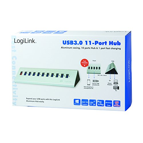 LogiLink USB 3.0 Hub 10-Port + 1x Schnell-Ladeport - 6