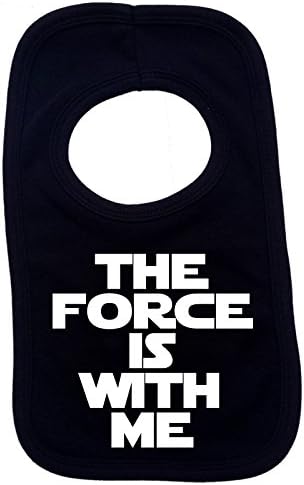 THE FORCE IS WITH ME PULLOVER BABY BIBS – Doubled Layered - (Black) - 100% Cotton Baby Newborn Toddler Perfect Gear Clothing Boy Girl Mum Dad Mummy Daddy Grow Gift Custom Present Birthday Christening play toy Cute – Machine Washable– by 123t