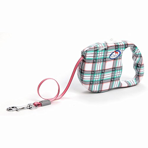 Dogness Laisse pour chien Rétractable Extensible 3 mètres pour petit ou moyen chien jusqu'à 12 kg Carreaux