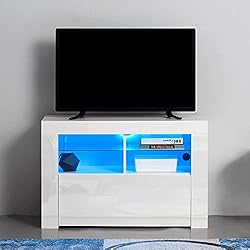 Anaelle Panana Meuble TV LED en MDF avec 5 Compartiments de Stockage sur Salle de Séjour, Salon et Chambre à Coucher etc, Taile: 100 x 35 x 65 cm, Poids: 26 kg (Blanc)