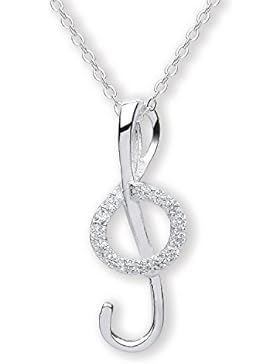 Jodie Rose Ohrringe Sterling-Silber 925 Musik Note-Anhänger, Kettenlänge 46 cm