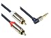 Produktbild Good Connections GC-M0067 Audio Anschlusskabel High-Quality 3,5 mm, Klinkenstecker Rechts abgewinkelt auf 2X RCA (Cinch) Stecker, OFC, Vollmetallgehäuse, 5m Dunkel Blau
