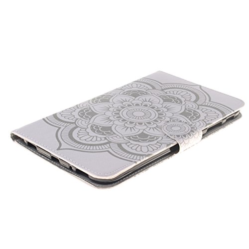 HB-Int 3 in 1 PU Leder Hülle für Samsung Galaxy Tab 3 SM-T310 T311 T315 8.0″ Brieftasche Etui Stand Funktion Flip Wallet Case Kartenfächer Book Style Cover Elegant Weiß Blumen Multifunction Modicsh Holder Tablet Schutzhülle Magnetverschluss Dünn Slim Bumper Zubehör mit Stylus Pen und Staub Stecker - 3