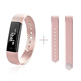 chtdz ID115 Fitness-Tracker – Smart-Armbanduhr, Aktivitätsschrittzähler, Schlafüberwachung, Ersatzband, Rose, 240 x 16 x 10 mm