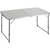 Folding Camping and Beach Table, 120 x 60 x 70 cm, Adjustable Height 50-60-70 cm, Portable Picnic Table with Carry Handle, St