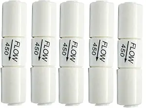 RRPURE RO Flow Restrictor 450 ml with in-Built Quick Fit Connector for RO Water Purifiers, 1/4 Inches (Pack of 5)