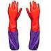 Produktbild Katech Haushalt Reinigen Handschuhe Latex Geschirrspülen Handschuhe wasserdicht Winter Warm Gummi Lange Handschuh für Wäsche, Waschen und Gartenarbeit