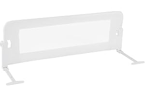 Maxmass Toddlers Bed Rail, Baby Safety Bed Guard with Adjustable Strap, Foldable Kids Bedrail for Single, Double & King Size Mattress (White, 120x39x42cm)