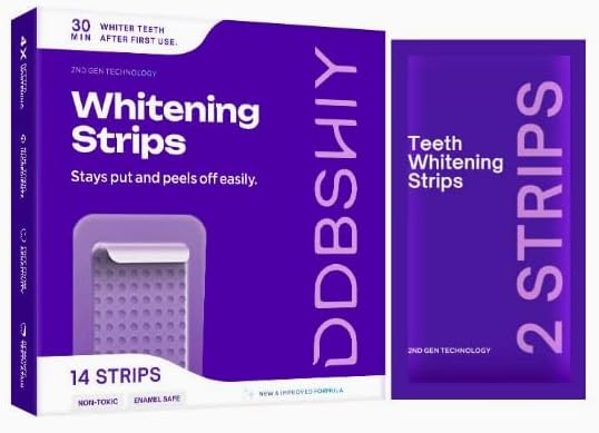 Tiras Blanqueadoras Dientes Sensibles,14 Whitening Strips Lila con Fórmula 4X - Blanqueamiento Dental sin Dolor para Café y Té - Cuidado Bucal Diario para Hombre y Mujer ilumina la Sonrisa