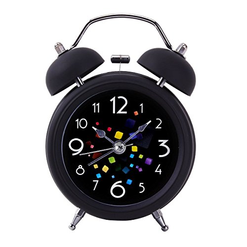 Glockenwecker,Drillpro Doppelglockenwecker mit Nachtlicht,4'' Analog Quarzwecker mit lautem Alarm Geschenk Wecker,geräuschlos,kein Ticken (Batterie nicht erhalten) Rubiks