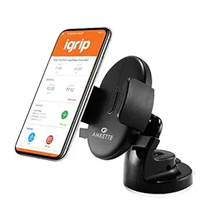 Amkette iGrip Easy View One Touch Dashboard and Windshield Car Mount for All Smart Phones (Black)