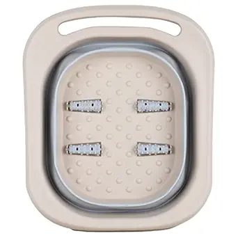 Zureni Portable Foot Bath Barrel, Foldaway Foot Bath Spa, Foot Soaking Bath Tub Basin Tools, with Foot Massage, for Feet Soak, Pedicure and Massage Ankles (Beige)