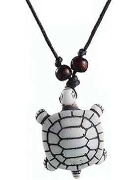Cameleon-Shop-Halskette mit Schildkröten-Anhänger, herausziehbarer Boden, Box, Kunststoff, weiß verstellbare Größe...