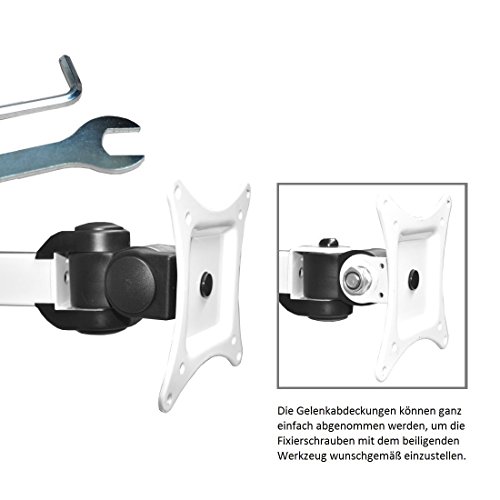 NEG Profi Universal Monitor-Tischhalterung Visoflex VF352W (weiß) schwenkbar, neigbar, höhenverstellbar und drehbar (Pivot-Funktion), VESA 75×75, 100×100 und bis 10kg belastbar - 5