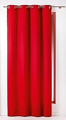 Douceur d'Intérieur Rideau Oeillets en Polyester/Métal Rouge 280 x 140 cm