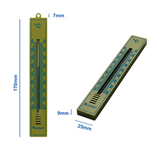 Lantelme 6491 Set 2 Stk Regenmesser in grün mit Erdspieß und 1 Stk Gartenthermometer mit Analoger Temperaturanzeige -30 bis +50 °C - 6