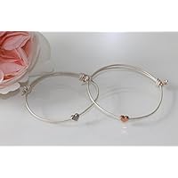 Lederarmband 1mm ivory mit Herz in rosegold farben oder silber farben filigran Bracelet Herzarmband Braut Trauzeugin Brautarmband Freundschaftsarmband