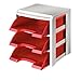 Produktbild Leitz 53270025 Stapelmodul-Set Plus für 3 Briefkörbe, Polystyrol, grau/rot