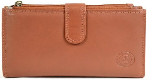 Ladies Large Soft Nappa Leather Purse with Multiple Credit Card Slots and Pockets (Black, Brown, Tan, Red)