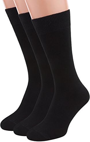 Black Socks for Walking Ankle Boots, 3 packs Rich Mens Cotton Socks by AIR SOCKS (Black, Medium)