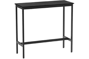 ‎VASAGLE VASAGLE Stolik barowy, wysoki stół do jadalni, solidna stalowa rama, 40 x 100 x 90 cm, łatwy montaż, wzornictwo przemysłowe, czarny hebanowy i czarny atrament