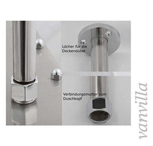 vanvilla LED Duschkopf Slim Design 60cm x 60cm Edelstahl gebürstet Regenbrause Regendusche 851S - 3