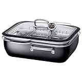 Silit ecompact Dampfgarer/Bräter, mit Glasdeckel, 2 Garblechen, Garthermometer, Silargan Funktionskeramik, induktionsgeeignet, schwarz 35,6 x 33,3 x 18 cm, 6,7 l Silit ecompact Dampfgarer/Bräter, mit Glasdeckel, 2 Garblechen, Garthermometer, Silargan Funktionskeramik, induktionsgeeignet, schwarz 35,6 x 33,3 x 18 cm, 6,7 l