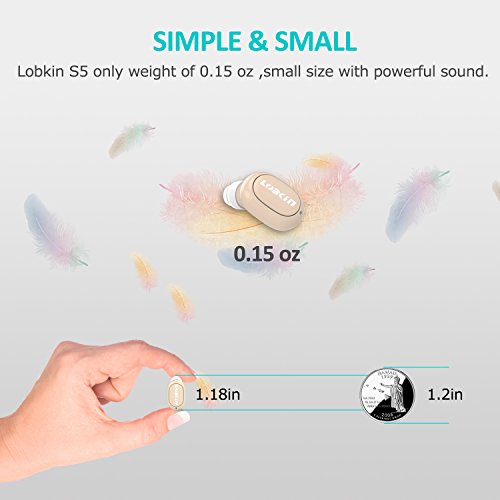 LOBKIN auricular mini Bluetooth  auricular inal  mbrico ultra-ligero con tiempo de reproducci  n de 5 5 horas  auricular Bluetooth V4 1 con cancelaci  n de ruido y Micr  fono compatible con Iphone 7 Plus Samsung Huawei y otros tel  fonos inteligentes  beige-1 